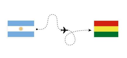 vlucht en reis van argentinië naar bolivia per passagiersvliegtuig reisconcept vector