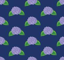 paarse hortensia bloem naadloos op indigo blauwe achtergrond vector