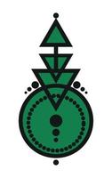 abstracte geometrische tatoeage, magisch logo-ontwerp, astrologie, alchemie, boho-stijl. zwart en groen mystiek bord met geometrische vormen. vectorillustratie geïsoleerd op een witte achtergrond vector
