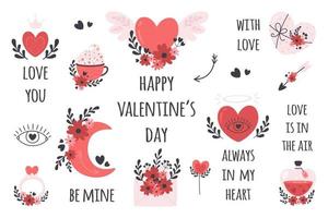Valentijnsdag en romantische elementen collectie. liefde, bruiloft, valentijnsdag vector