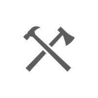 bijl hamer kruis logo ontwerp vector geïsoleerd op een witte achtergrond.