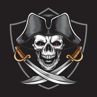 schedel piraat hoofd met zwaard vector