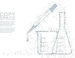 abstracte geometrische cirkel stip molecuul deeltje patroon druppelaar, beker en kolf vorm, vr technologie science lab apparatuur concept blauwe kleur illustratie geïsoleerd op een witte achtergrond, kopieer ruimte vector