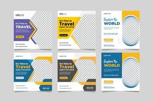 reis- en reisbureau social media post, bewerkbare webbannersjabloon voor reizende bedrijven vector