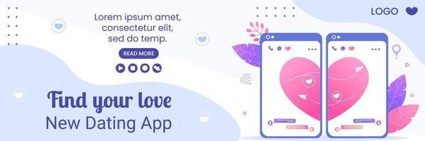 dating-app voor een liefdesmatch voorbladsjabloon plat ontwerp illustratie bewerkbaar van vierkante achtergrond geschikt voor sociale media of valentijnskaart vector