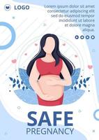 zwangere dame of moeder flyer gezondheidszorg sjabloon platte ontwerp illustratie bewerkbare vierkante achtergrond voor sociale media of wenskaarten vector