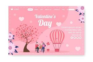 gelukkige Valentijnsdag bestemmingspagina sjabloon platte ontwerp illustratie bewerkbaar van vierkante achtergrond voor sociale media, liefde wenskaart of banner vector