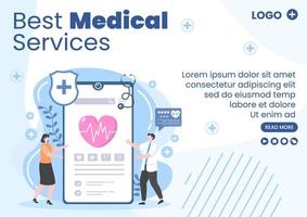 medische check-up brochure sjabloon gezondheidszorg platte ontwerp illustratie bewerkbaar van vierkante achtergrond voor sociale media, wenskaart of web vector