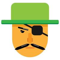 gangster met groene hoed en één bedekt oog. vector