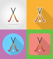 hockey sport apparatuur plat pictogrammen vector illustratie