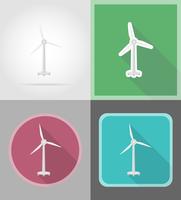 wind turbine plat pictogrammen vector illustratie