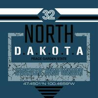 North Dakota belettering handen typografie grafisch ontwerp in vectorillustratie. vector