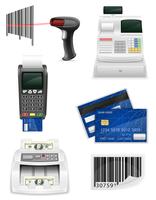 handel bank apparatuur voor een winkel pictogrammen voorraad vectorillustratie instellen vector