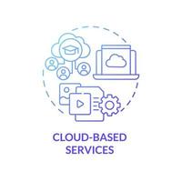 cloud-gebaseerde diensten blauwe gradiënt concept icoon. virtuele gegevensopslag. veilige beoordeling tot openbare informatie abstracte idee dunne lijn illustratie. vector geïsoleerde omtrek kleur tekening