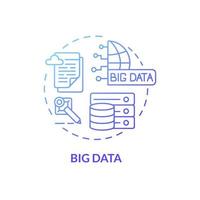 big data blauwe kleurovergang concept icoon. informatiedienst voor bedrijven en de industrie. verzamelen en analyseren van informatie abstracte idee dunne lijn illustratie. vector geïsoleerde omtrek kleur tekening