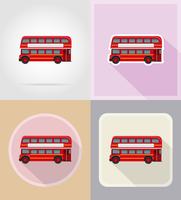 oude retro bus plat pictogrammen vector illustratie