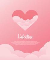 valentijnsdag op roze achtergrond met hartvorm vector