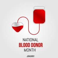 nationale bloeddonor maand vectorillustratie. geschikt voor wenskaart, poster en banner. vector