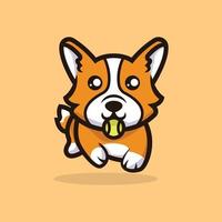 schattige corgi hond mascotte illustratie vector