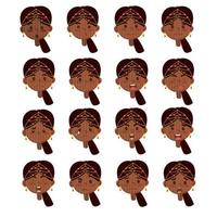 cartoon afbeelding van Indiase meisje. set van Indiase kinderen emoties. gezichtsuitdrukking. cartoon meisje avatar. vectorillustratie van cartoon kind karakter vector