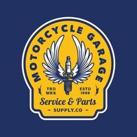 vintage motorfiets garage logo badge handgemaakte vectorillustratie vector