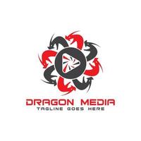 draak media logo ontwerp vector sjabloon