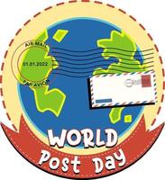 world post day-logo met earth globe en envelop vector