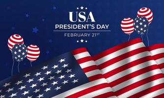 happy usa presidents day 21 februari met vlagillustratie op decoratieve achtergrond vector