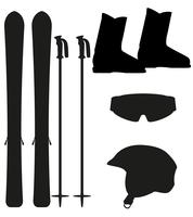 ski-uitrusting icon set silhouet vectorillustratie vector