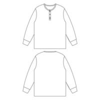 sjabloon henely nek lang t-shirt vector illustratie plat ontwerp overzicht kleding collectie