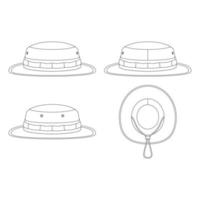 sjabloon safari hoed vector illustratie plat schets ontwerp overzicht hoofddeksels