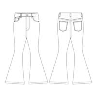 sjabloon uitlopende jeans vector illustratie plat ontwerp schets kleding