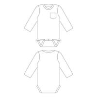 sjabloon lange mouw zak baby romper vector illustratie platte schets ontwerp schets