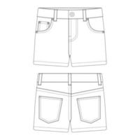 sjabloon denim hotpants vector illustratie plat ontwerp schets kleding