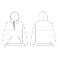 sjabloon half zip hoodie vector illustratie plat ontwerp overzicht kleding