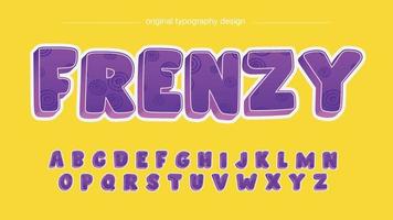 paarse cartoon afgeronde hoofdletters patroon typografie vector