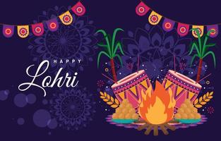 kleurrijke lohri-festivalachtergrond met vlak ontwerpconcept vector