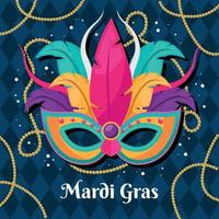 mardi gras-masker en decoratie met platte ontwerpstijl vector