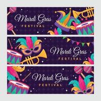 kleurrijke platte mardi gras festival banner collectie vector