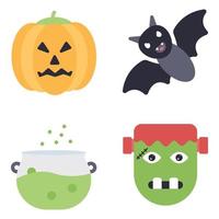 halloween plat pictogrammen vector