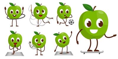 bundel set fruit cartoon mascotte vector