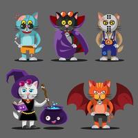 vectorillustratie happy halloween trick or treat-feest met de personages voor de uitnodiging voor een feest, zoals poster, banners, webpagina, flyer, brochure, kaart vector