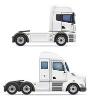 Stel pictogrammen vrachtwagens oplegger vectorillustratie vector
