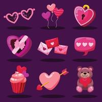 Valentijnsdag hart icon set collectie vector