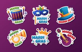 het festival van mardi gras in stickercollectie vector