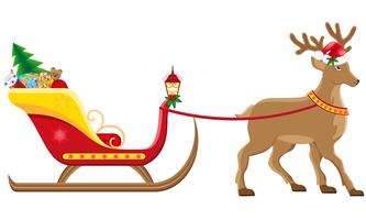 Christmassanta slee met rendieren vectorillustratie vector