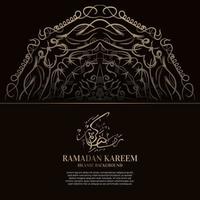 ramadan kareem. islamitisch achtergrondontwerp met Arabische kalligrafie en ornamentmandala. vector