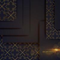 eid adha mubarak wenskaart zwart goud met patroon islamitisch ontwerp vector