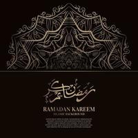 ramadan kareem. islamitisch achtergrondontwerp met Arabische kalligrafie en ornamentmandala. vector