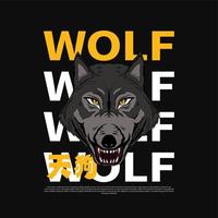 hoofd wolf illustratie voor t-shirt ontwerp vector